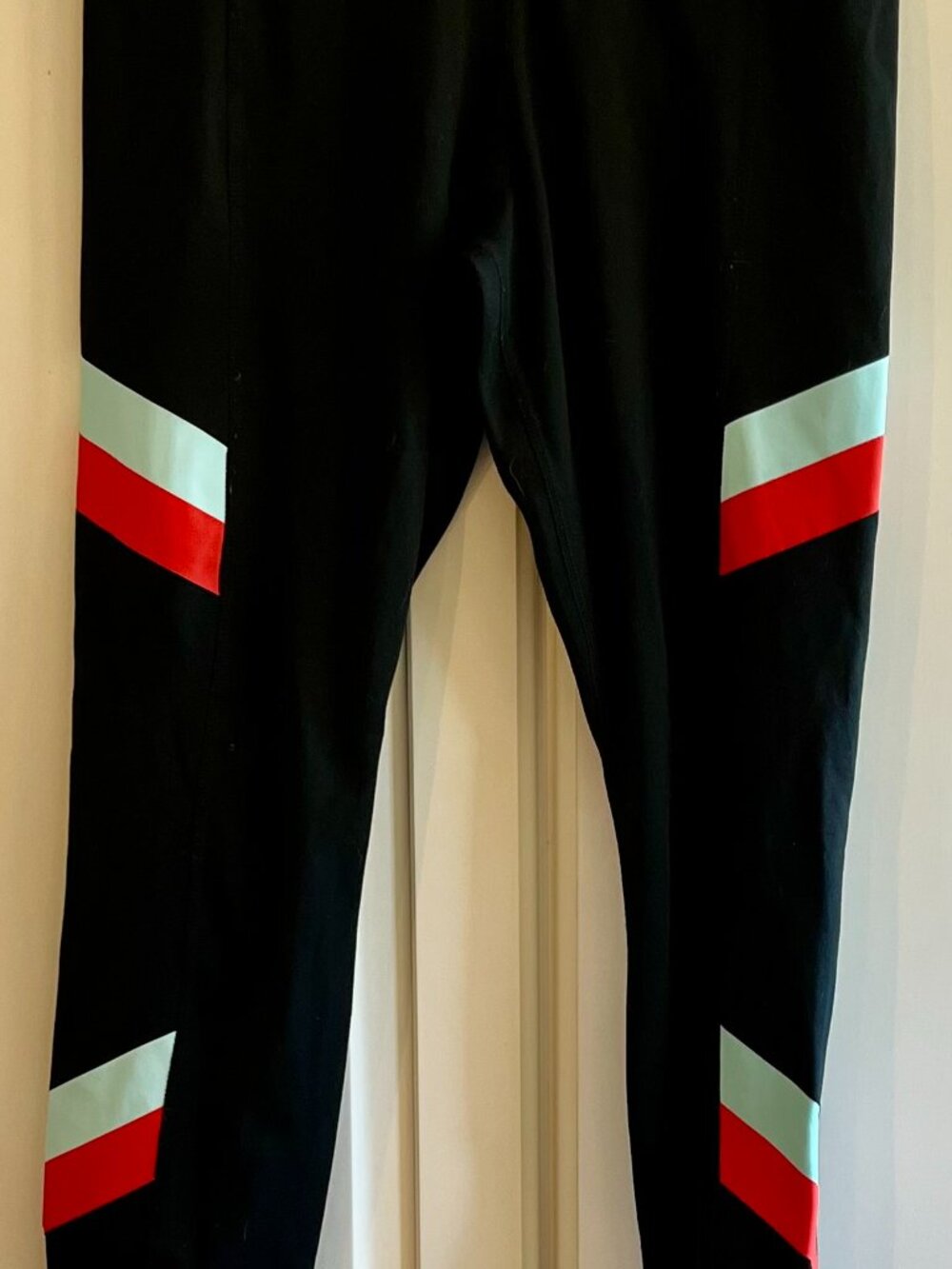 Nike Black Athletic Pants with Turquoise & Orange Colorblock Detail – Size S